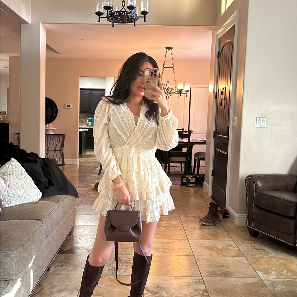 LoveShackFancy Cream Ruffle Mini Dress - Picture 9 of 9
